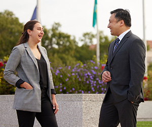 Two business people meeting