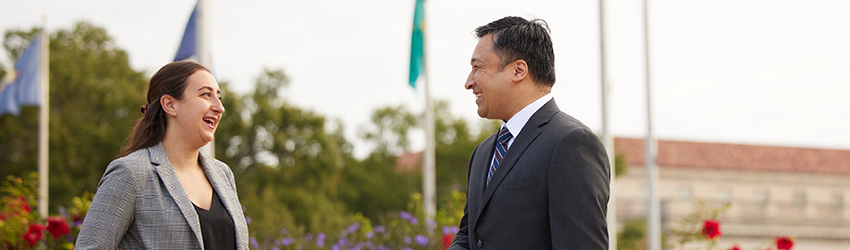 Two business people meeting